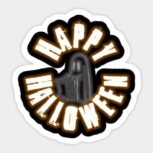 Happy Halloween Ghost by Basement Mastermind Sticker